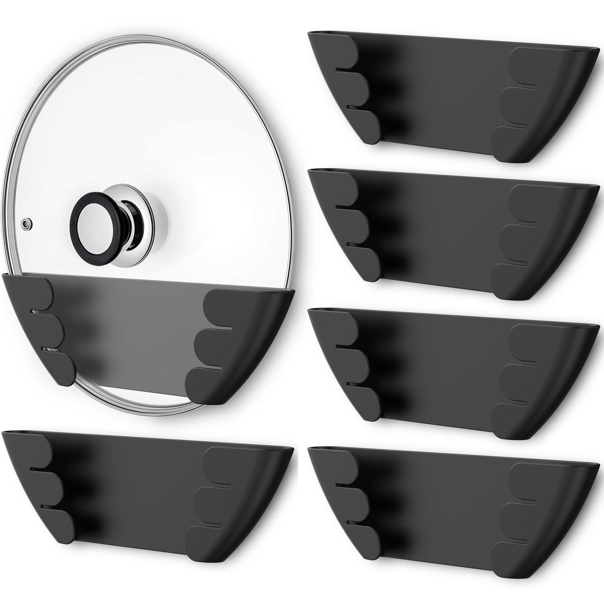 Niceyos universal lid organizer on door keeps lids organized and easy to grab.