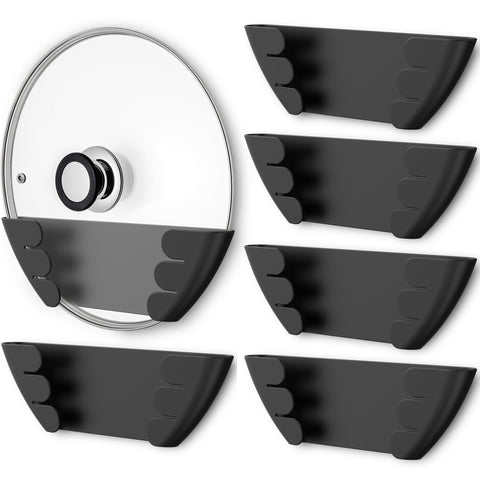 Niceyos universal lid organizer on door keeps lids organized and easy to grab.