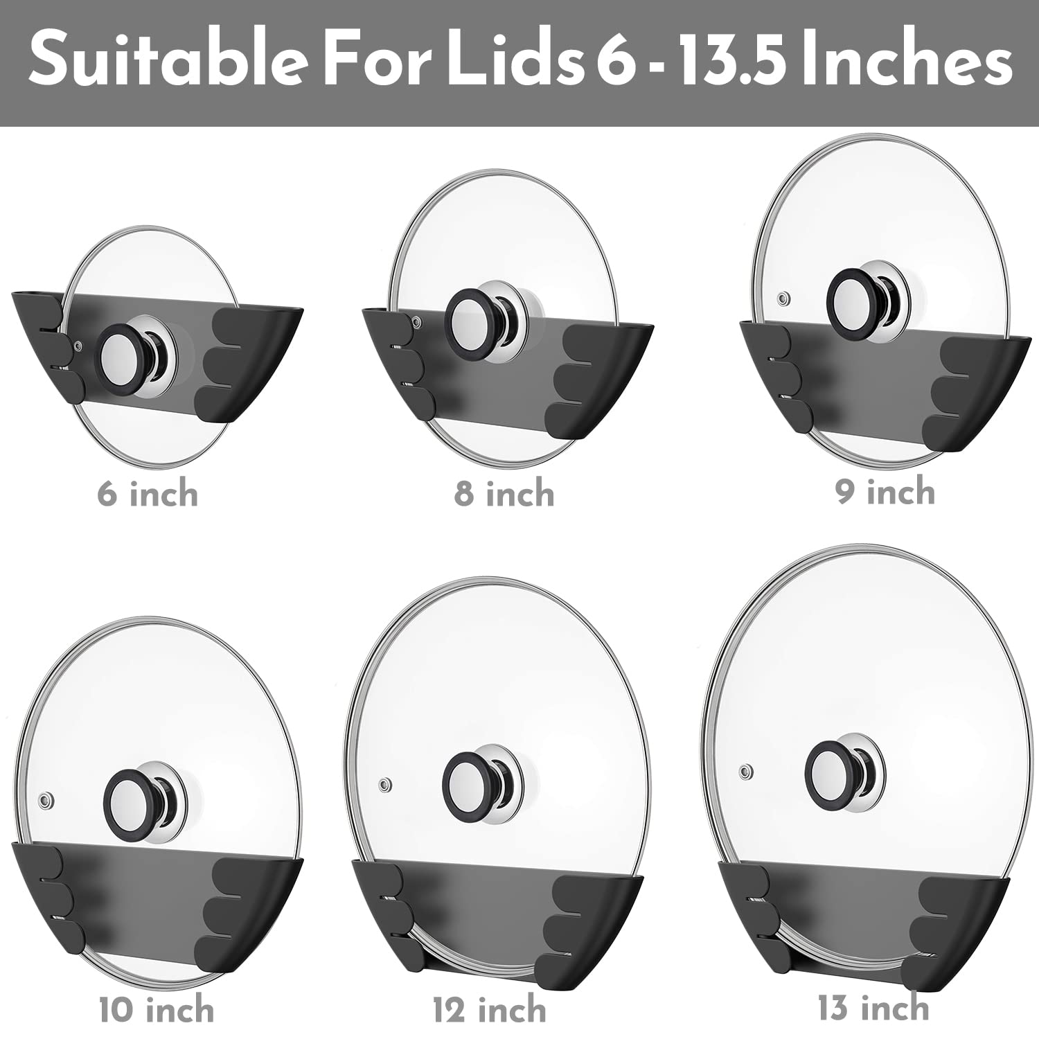 Niceyos lid organizer wall mount saves counter space and reduces clutter.