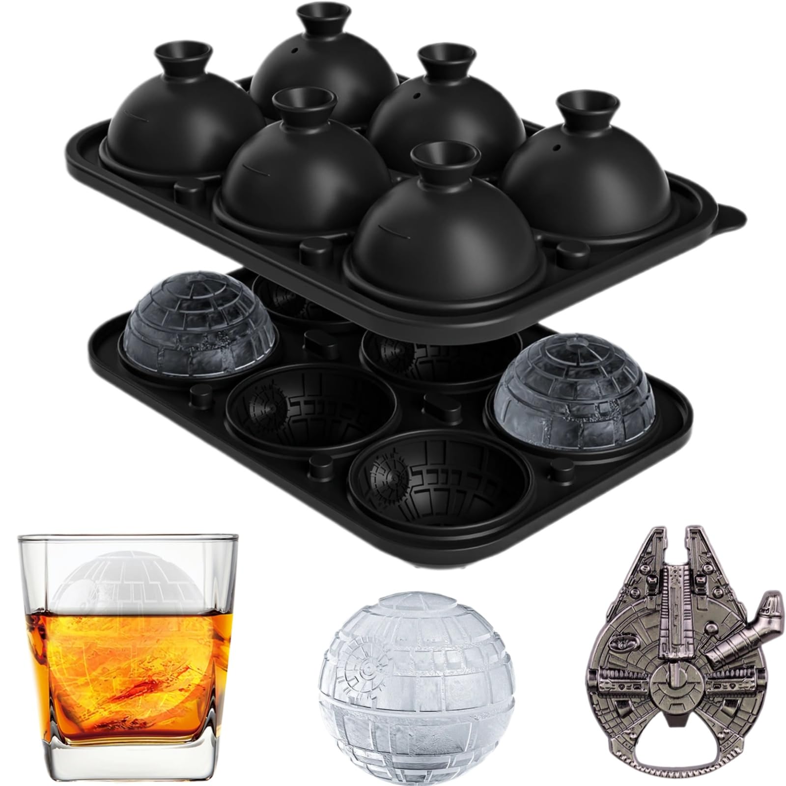 NICITY Death Star ice mold creates dramatic ice spheres for cocktails and parties.