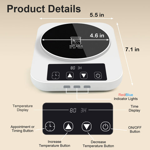 NICOFPHY 0-12h timer display enables automatic on/off for bake sessions
