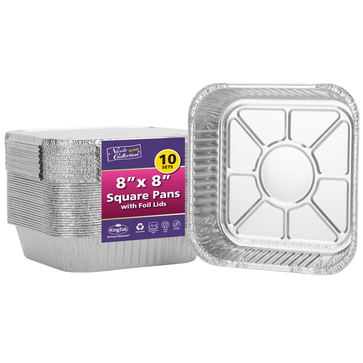 Nicole Home Collection 8x8 pan with lid, ideal for bake-and-serve meals.