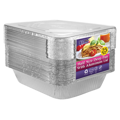 Nicole Home Collection aluminum pans with lids close-up showing half-size 9x13 design for even baking