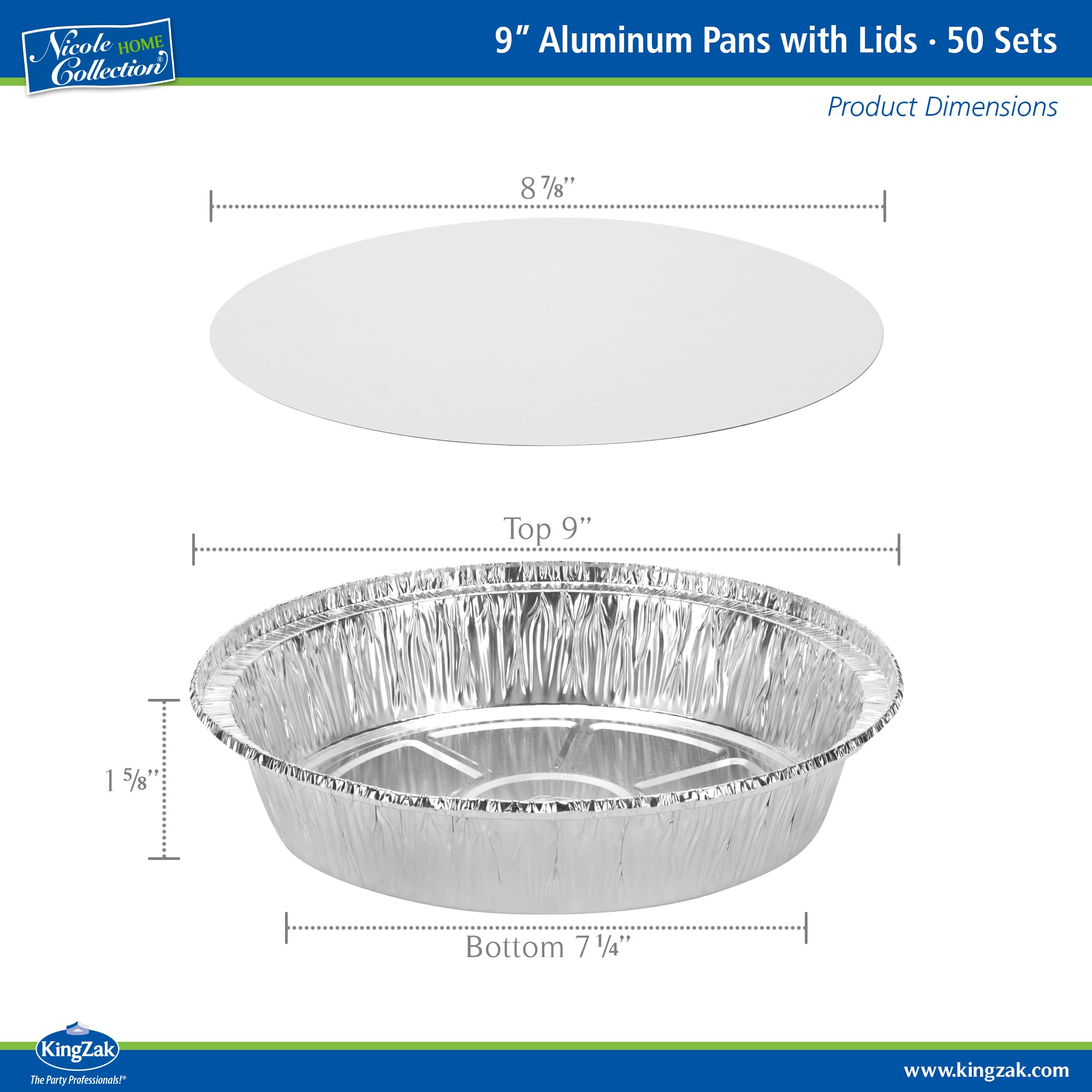 Nicole Home Collection disposable foil pans with lids, 50-pack for parties and catering