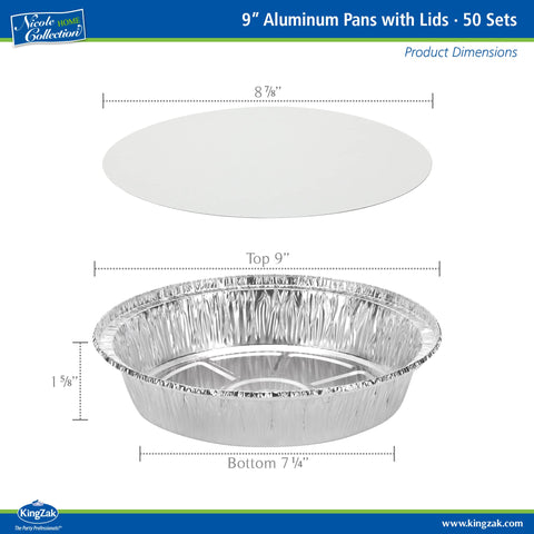 Nicole Home Collection disposable foil pans with lids, 50-pack for parties and catering