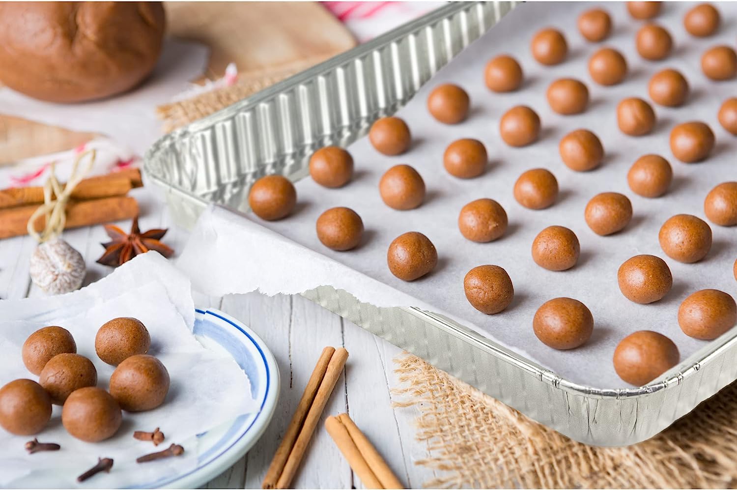 Nicole Home Collection disposable foil pans with edges are convenient for serving and storing leftovers.