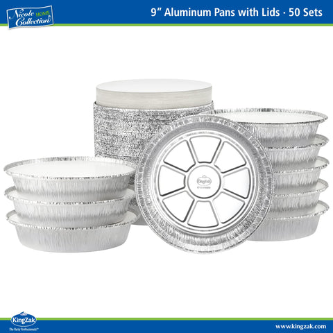 Nicole Home Collection durable aluminum pans with lids for versatile catering use