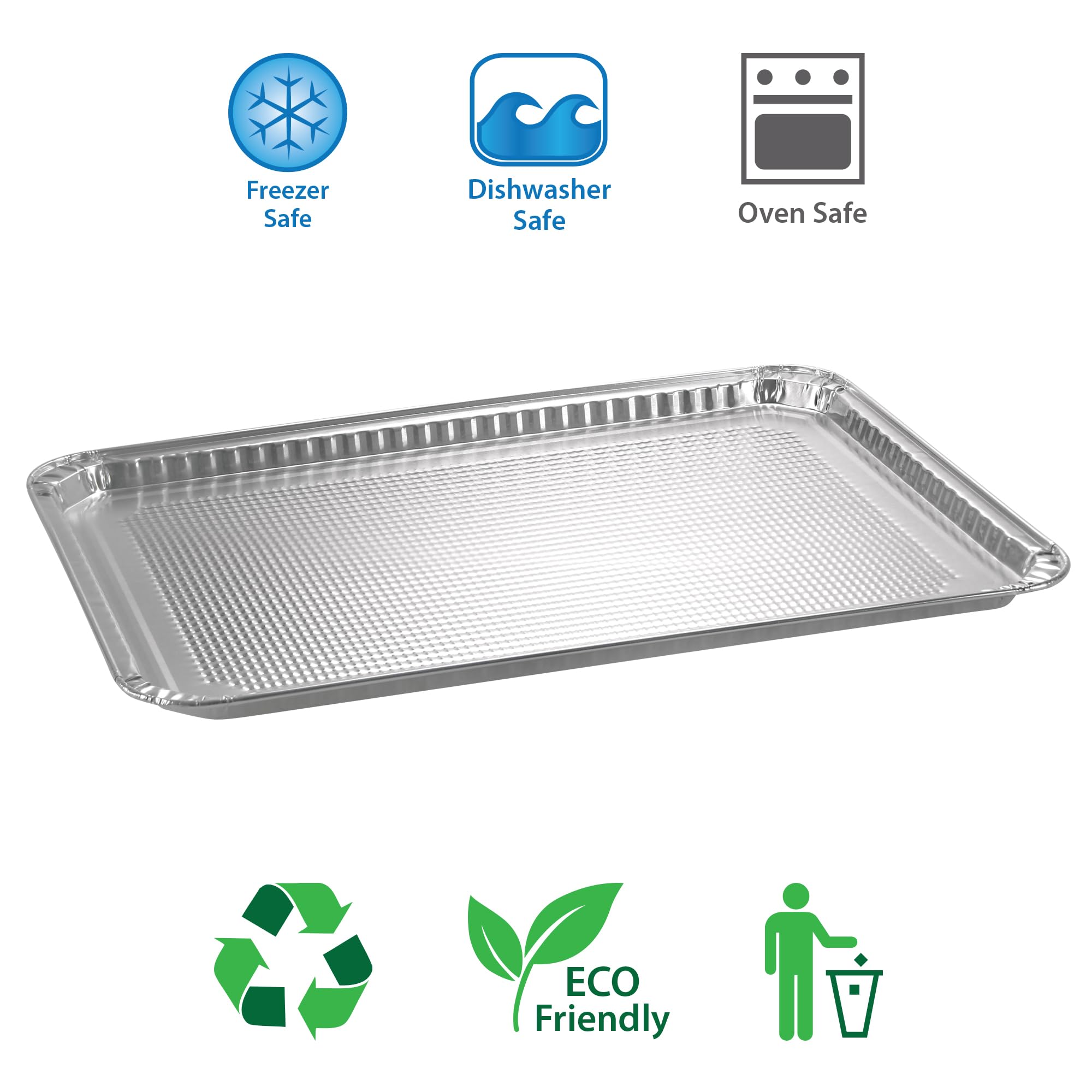Nicole Home Collection pizza baking sheet doubles as a flat pan for crisp crusts and even heat.