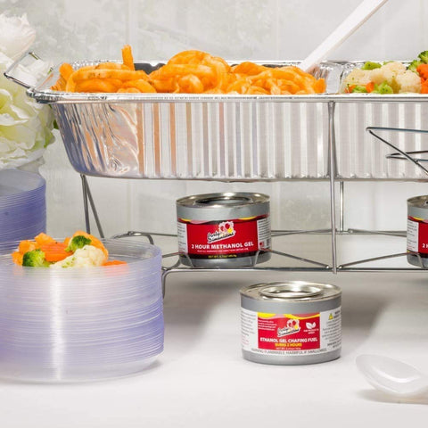Nicole Home Collection steam-table tray in service line for hot dishes