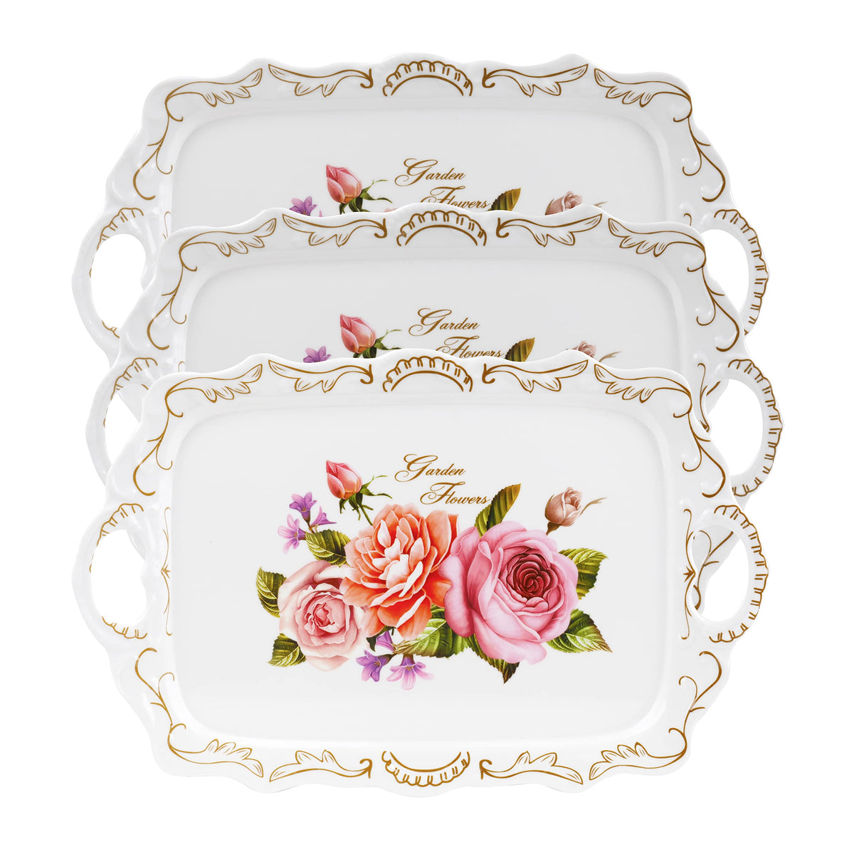 Nicunom 3-pack serving trays with handles for organized serving at gatherings