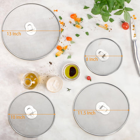 Nicunom 11-5-inch guard protects pan and reduces splashes during sautéing.