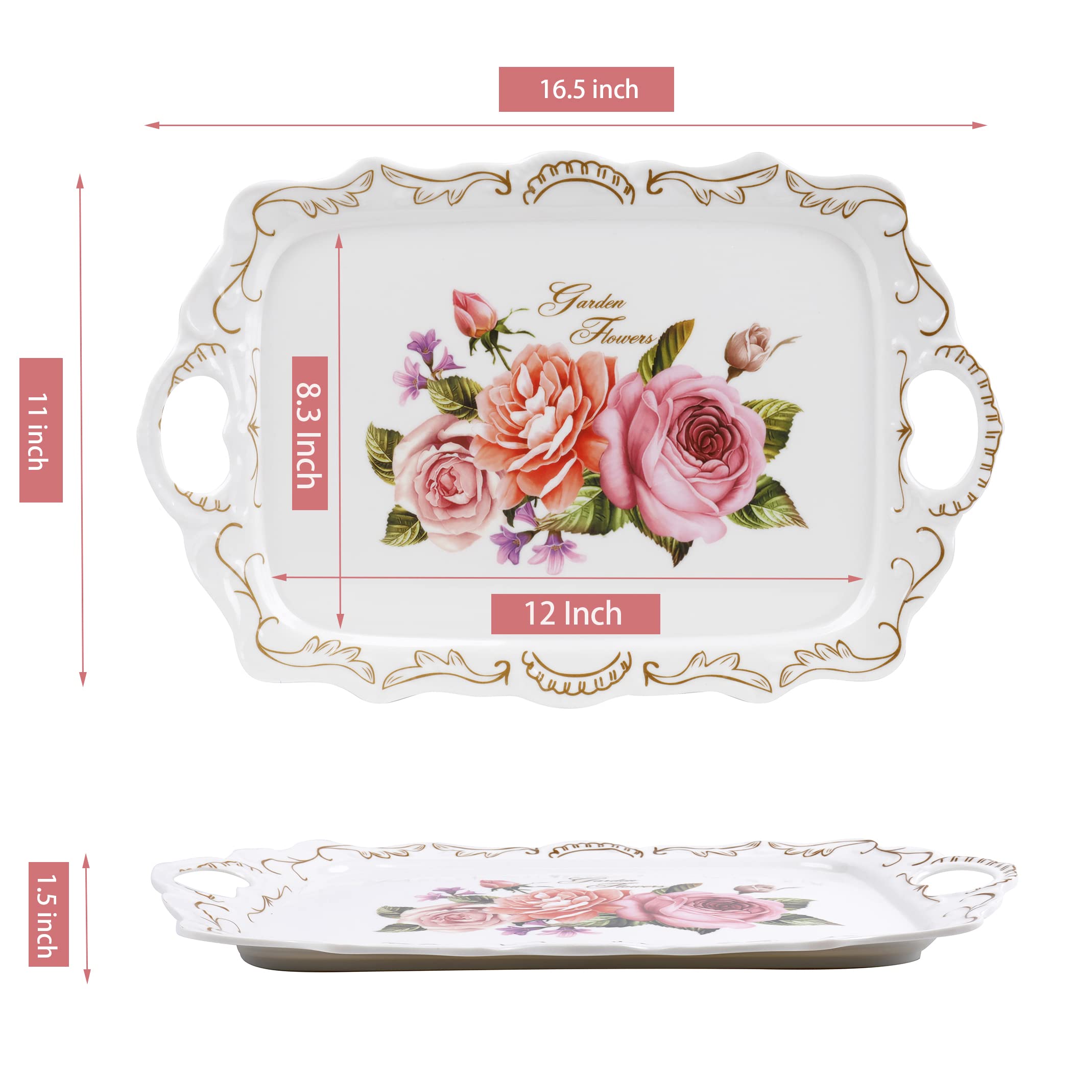 Nicunom floral pattern melamine tray adds elegance to dessert serving