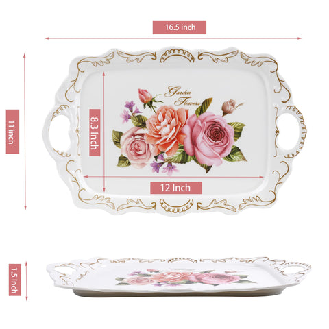 Nicunom floral pattern melamine tray adds elegance to dessert serving