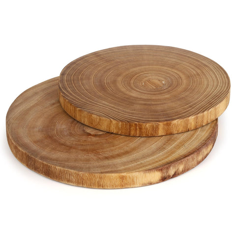 Nicunom round wood slab board, 11-12 inch, ideal for cheese and fruit presentation.