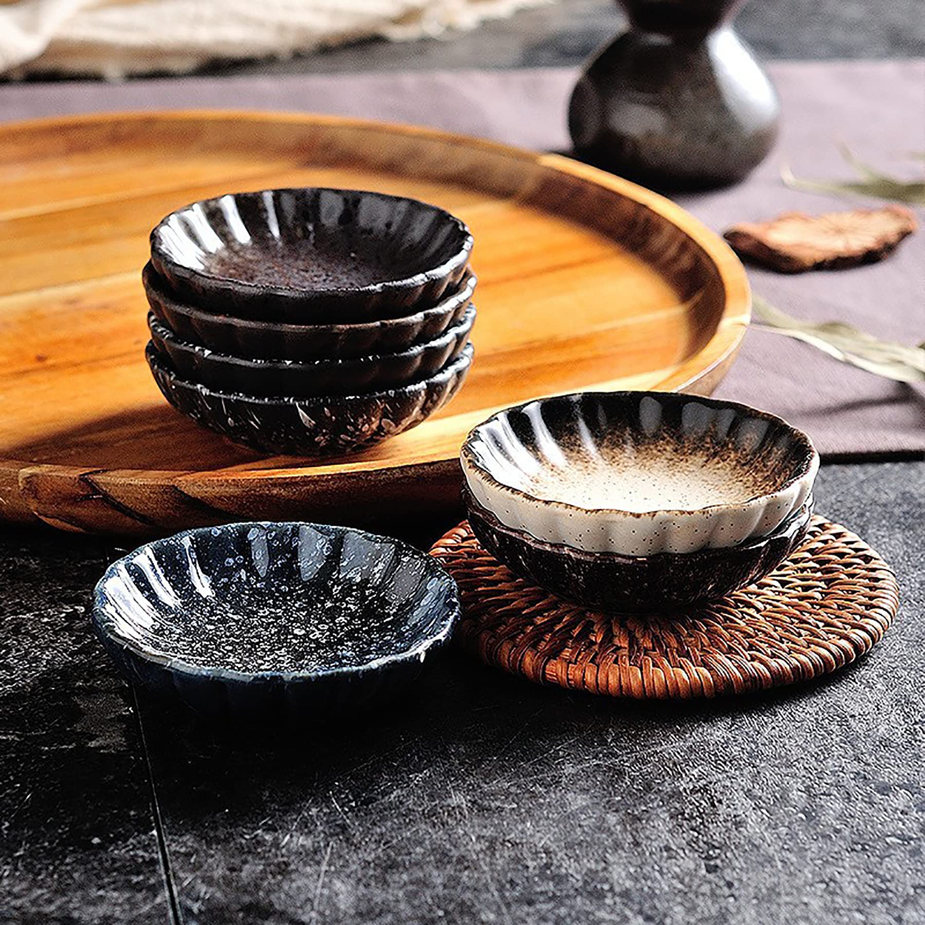 Nicunom sauce dish set great for soy sauce, ketchup, wasabi.