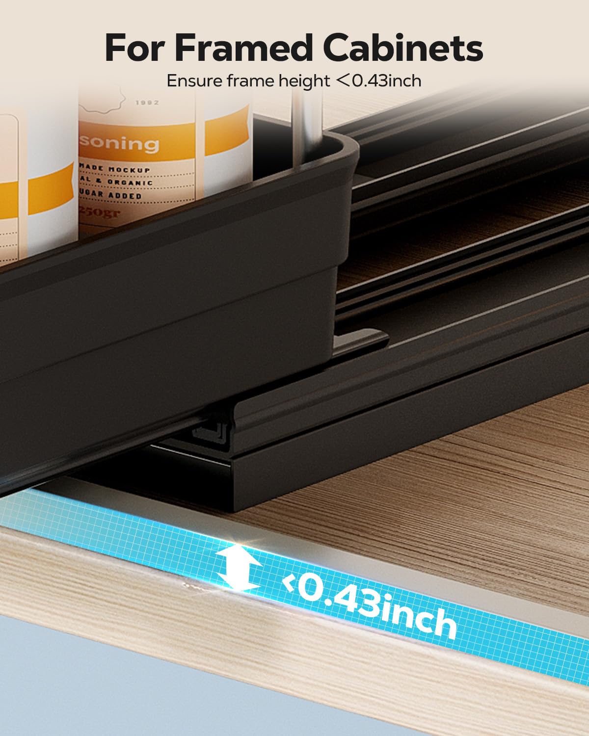Nieifi spice rack full-length rails allow pulling out every jar