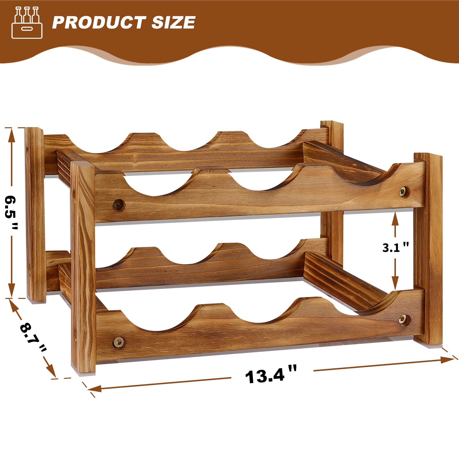 Niep 2-tier wood wine rack highlighting sturdy construction for home bars