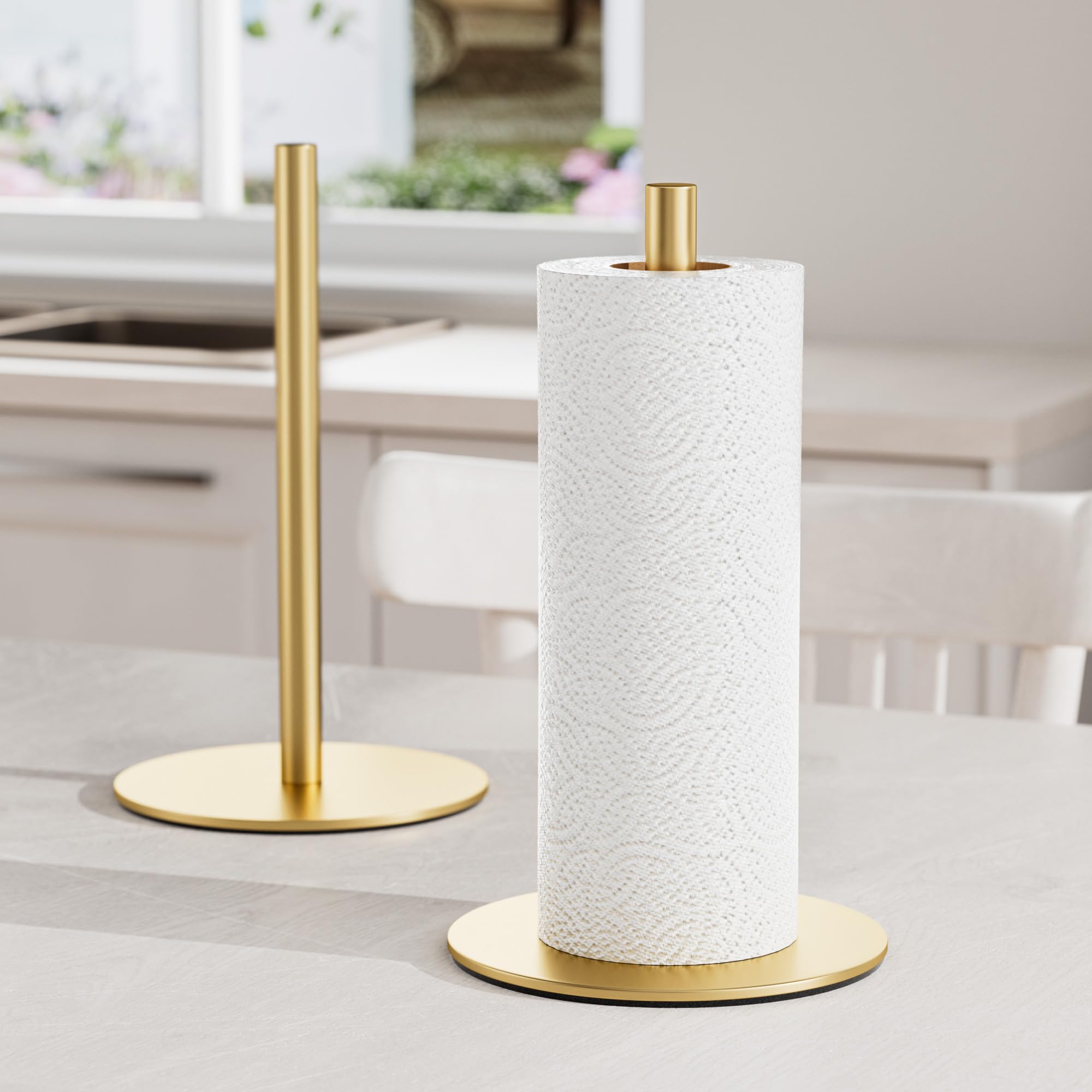 Niffgaff gold free-standing paper towel holder durable stainless steel finish resists rust