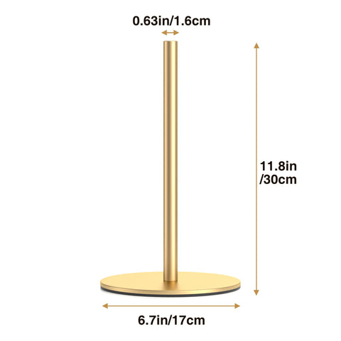 Niffgaff gold free-standing paper towel holder on kitchen counter keeps rolls within reach