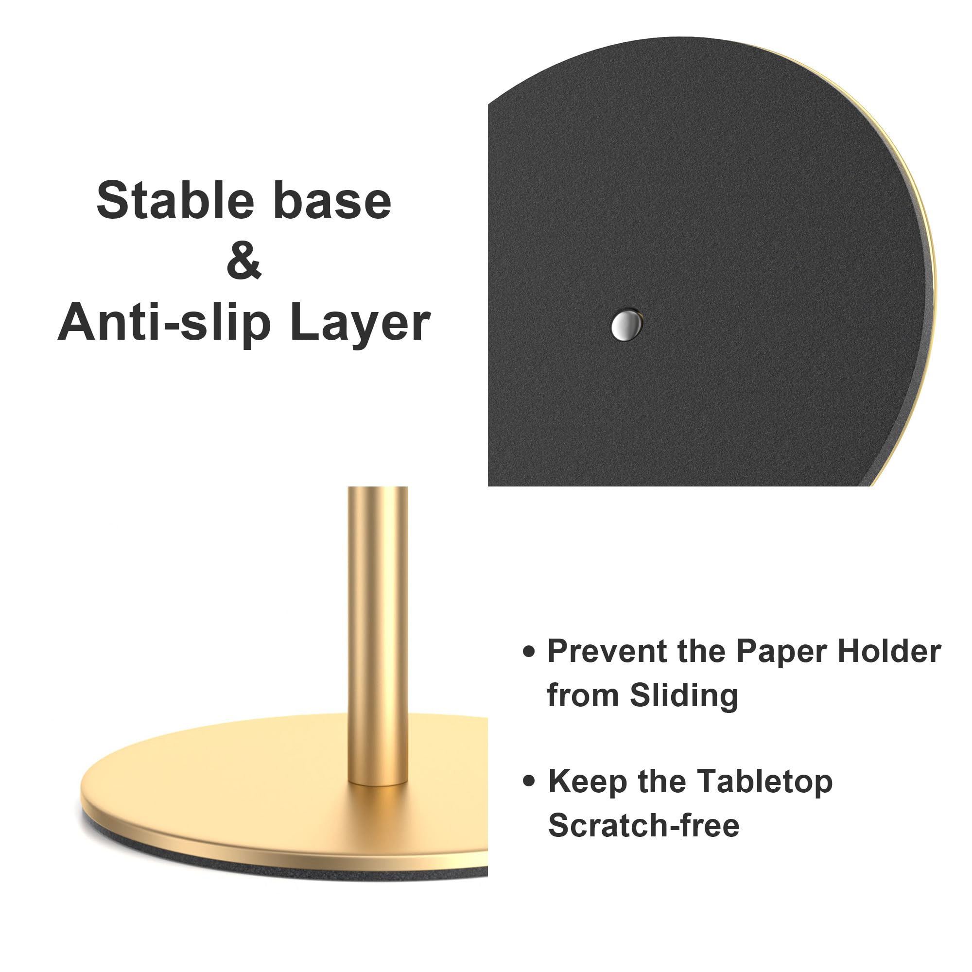Niffgaff gold free-standing paper towel holder matte gold finish complements modern kitchen