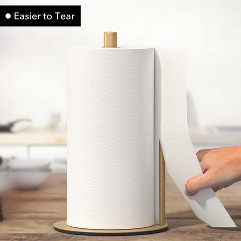 Niffgaff paper-towel-holder gold base emphasizes stable countertop use.