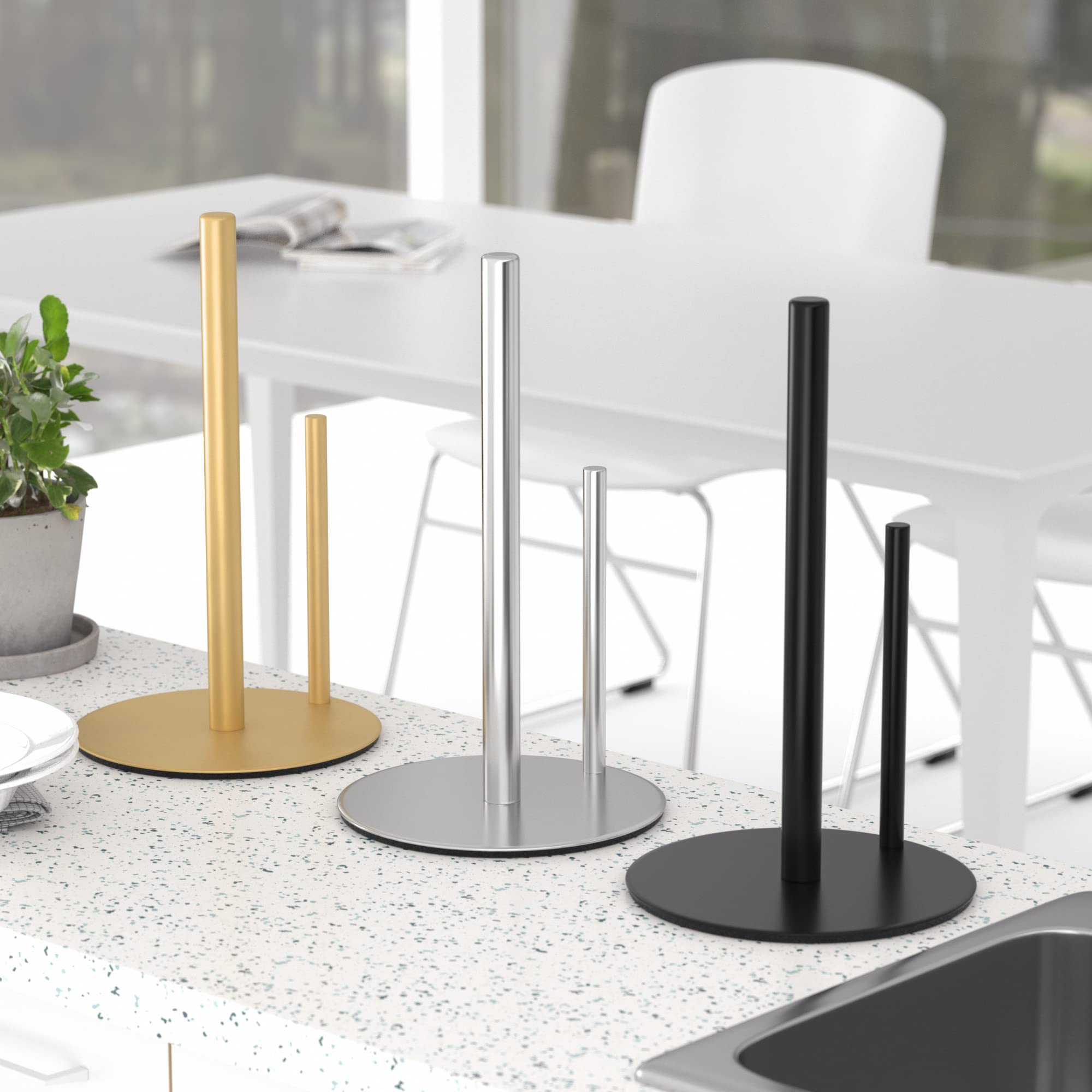Niffgaff paper-towel-holder gold accepts standard rolls for versatile replacement.