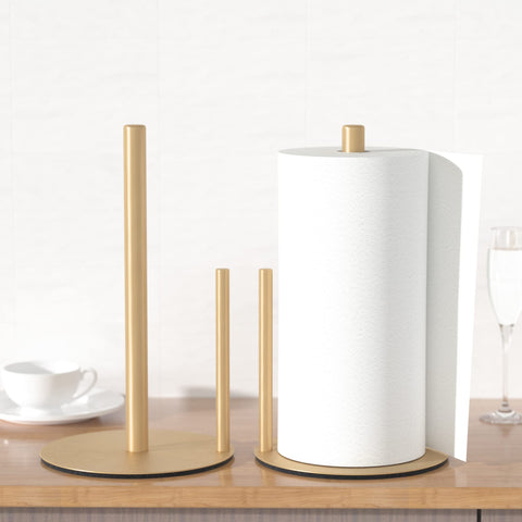 Niffgaff paper-towel-holder gold in-use scene promotes tidy, organized space.