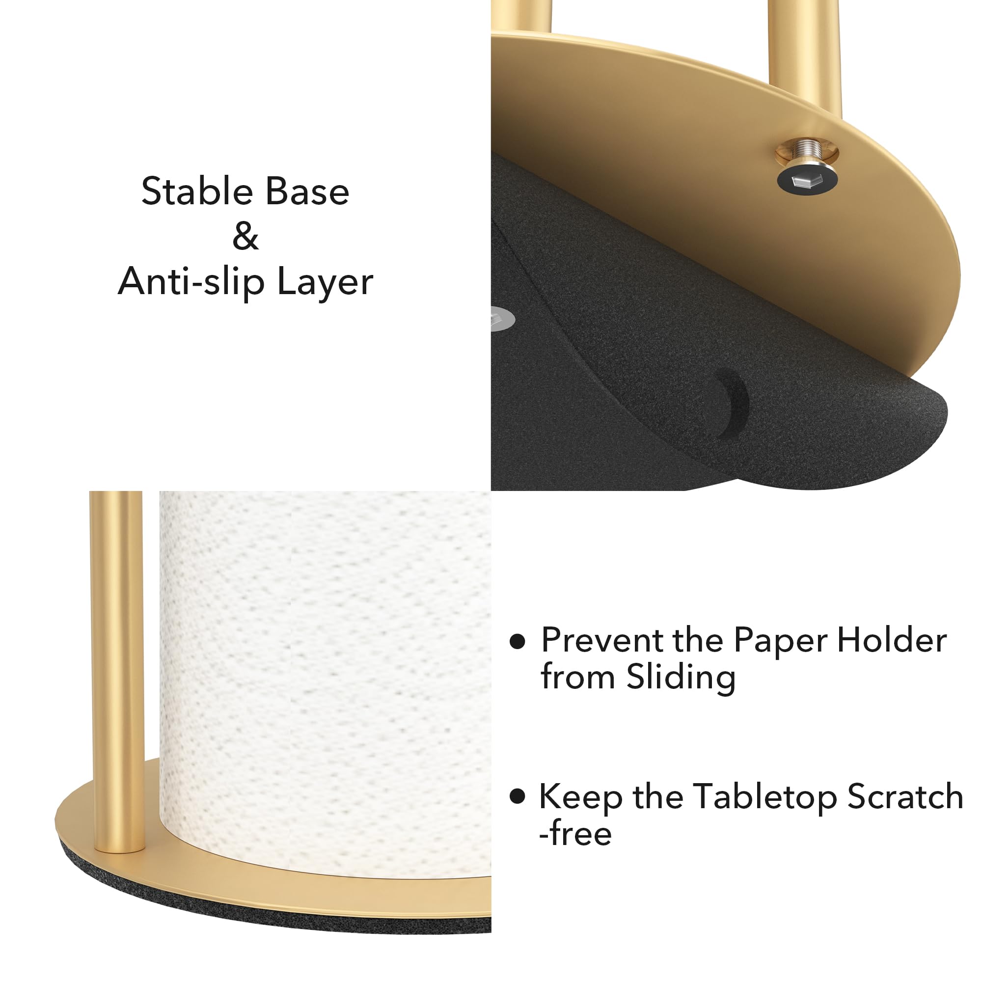 Niffgaff paper-towel-holder gold detailed finish showcases durable matte look.