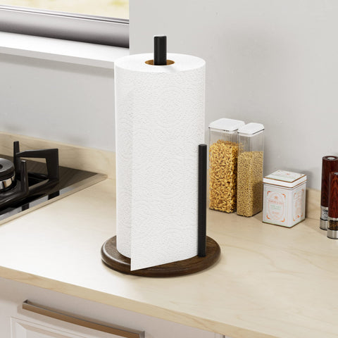 Niffgaff paper towel holder with matte black poles for modern kitchens.