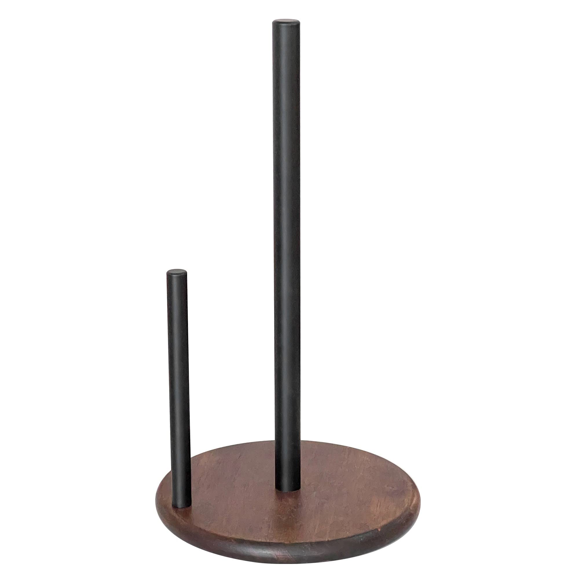 Niffgaff paper towel holder with wood base showcasing vintage charm.