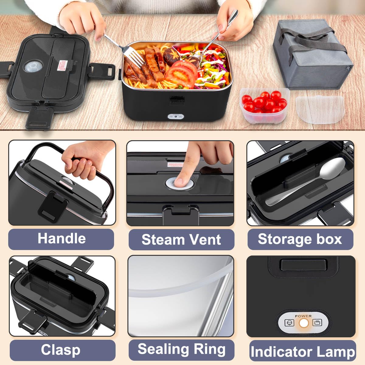 Nifogo lunch box insulated bag for portable and mess-free transport
