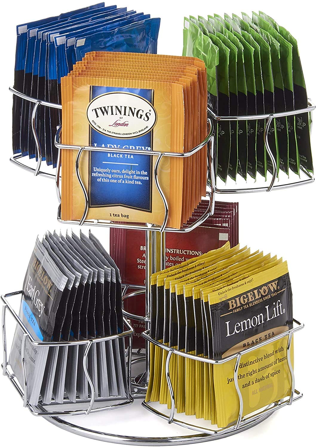 Nifty Solutions tea bag carousel spinning base for easy flavor selection.