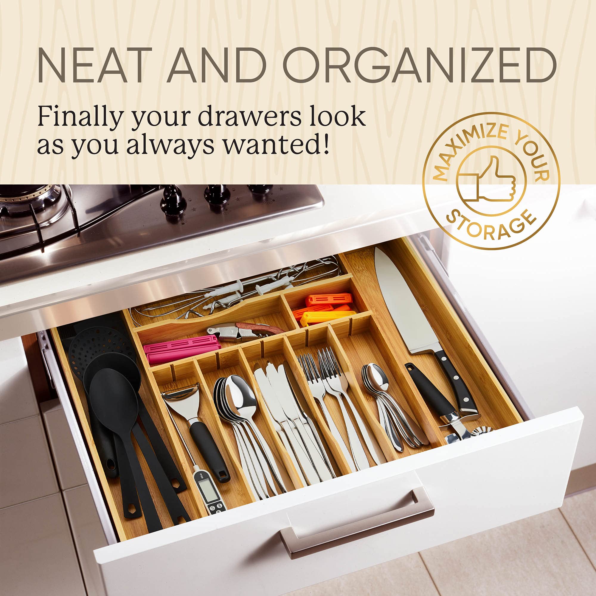 Night Tree natural royal bamboo finish adds eco-friendly kitchen elegance
