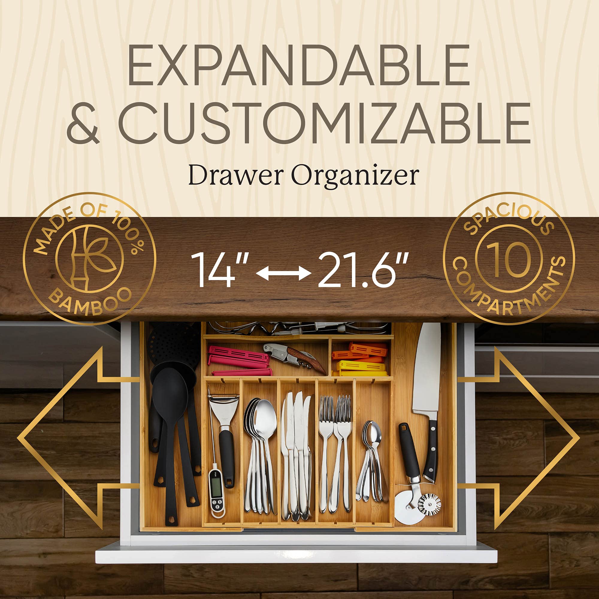 Night Tree reinforced-base wood utensil holder supports heavy silverware without cracking
