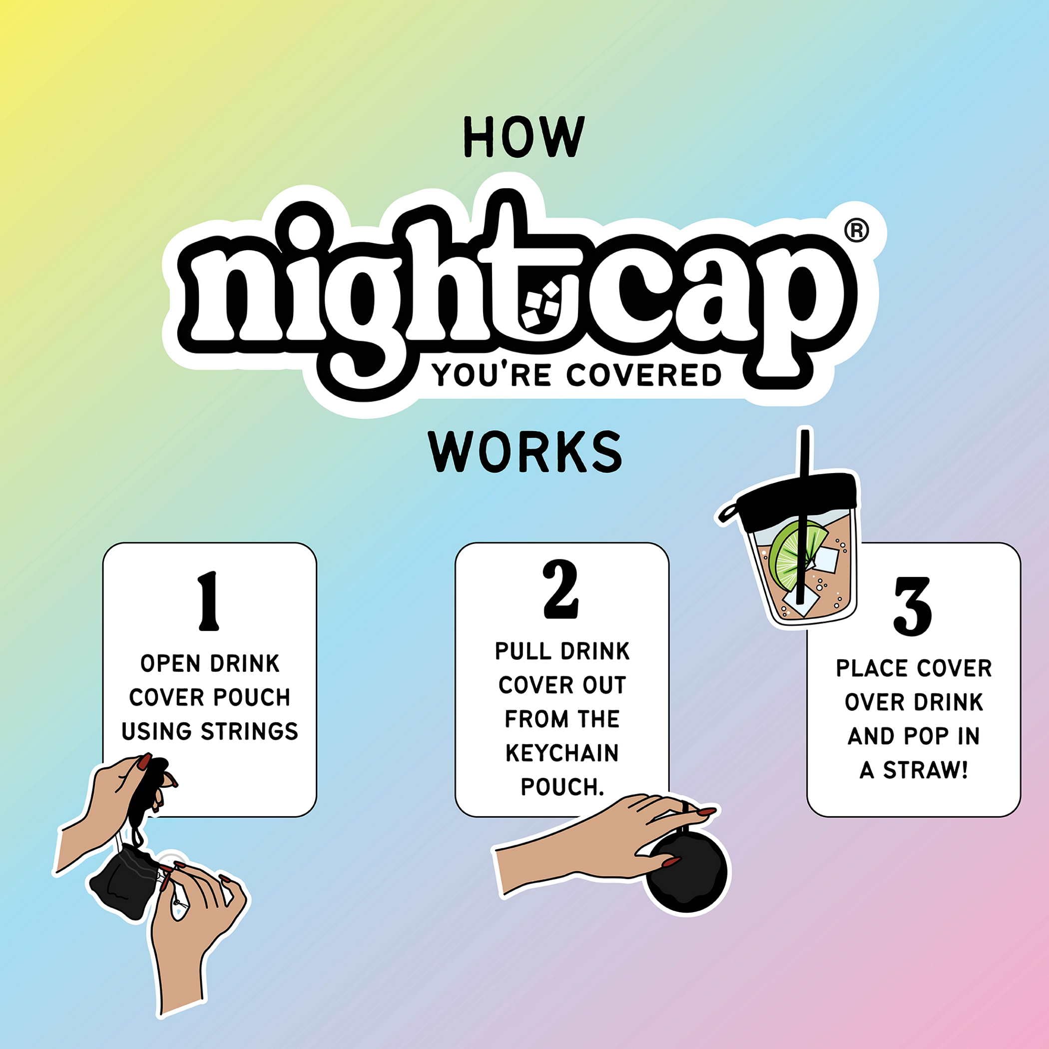 NightCap keychain pouch open for quick cover access