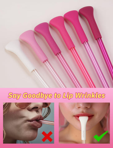 Six pink NiHome straws aligned for Stanley 30 oz and 40 oz tumblers, 12 inches long.