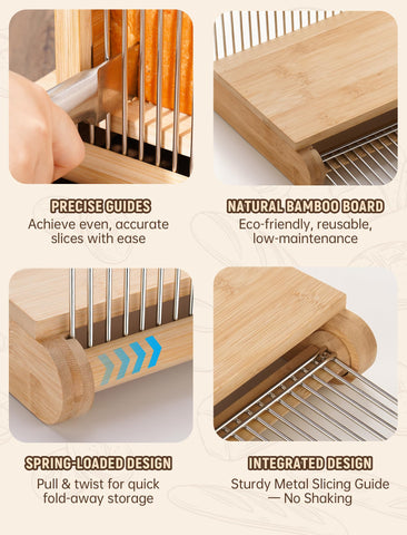 NiHome foldable bread slicer shown folded for compact, space-saving storage.