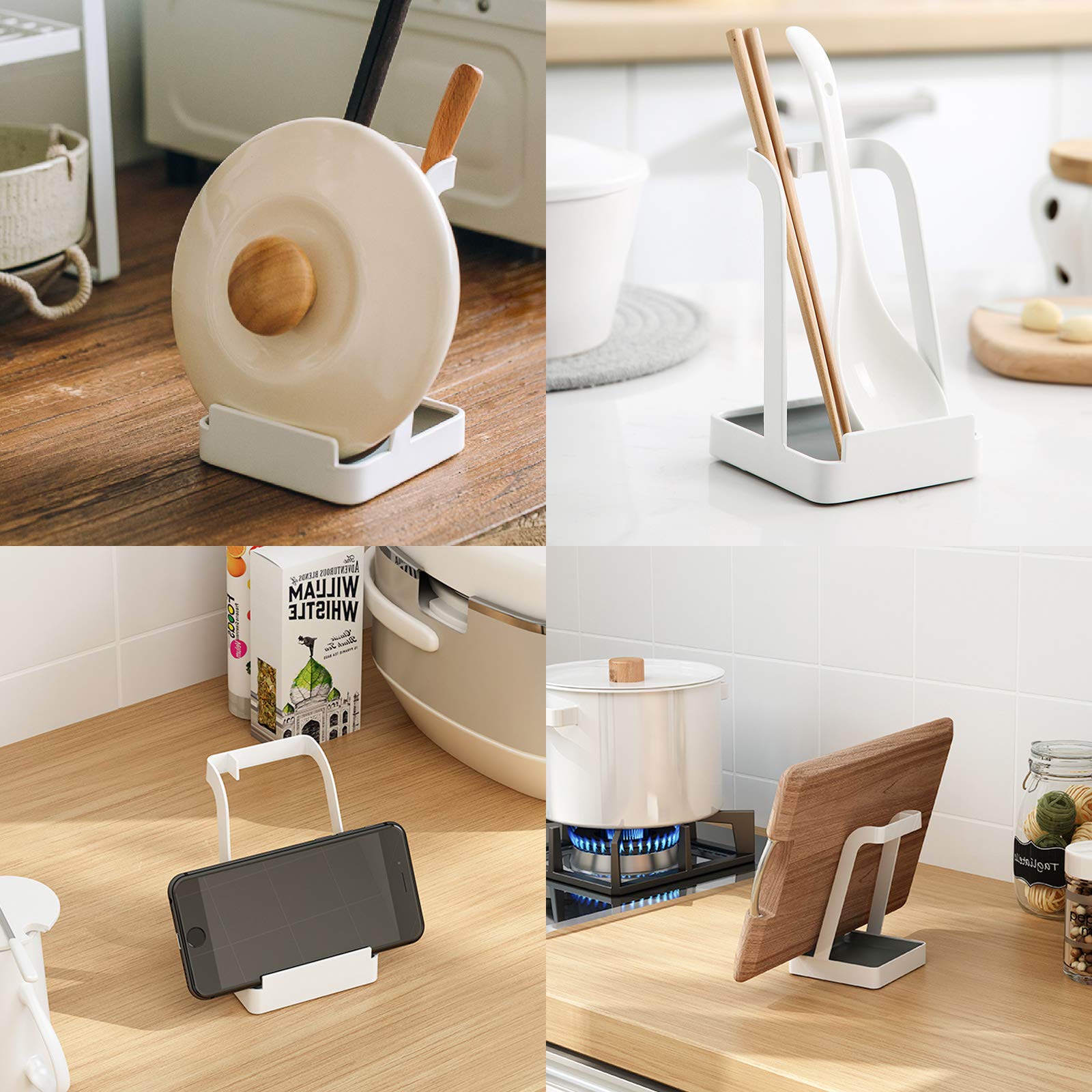 NiHome compact white stand blends with kitchen counters