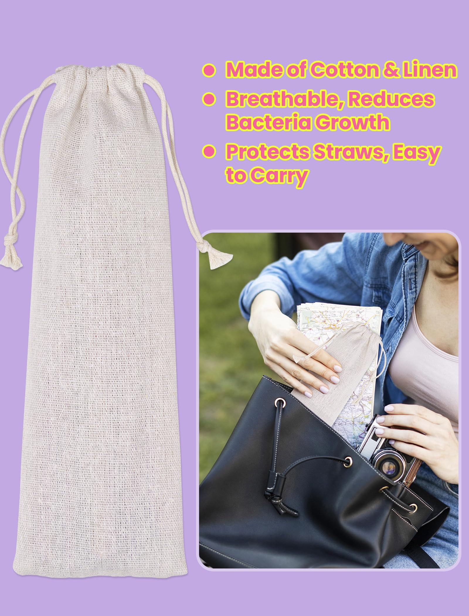 NiHome dishwasher-safe stainless steel straws shown for quick cleaning.