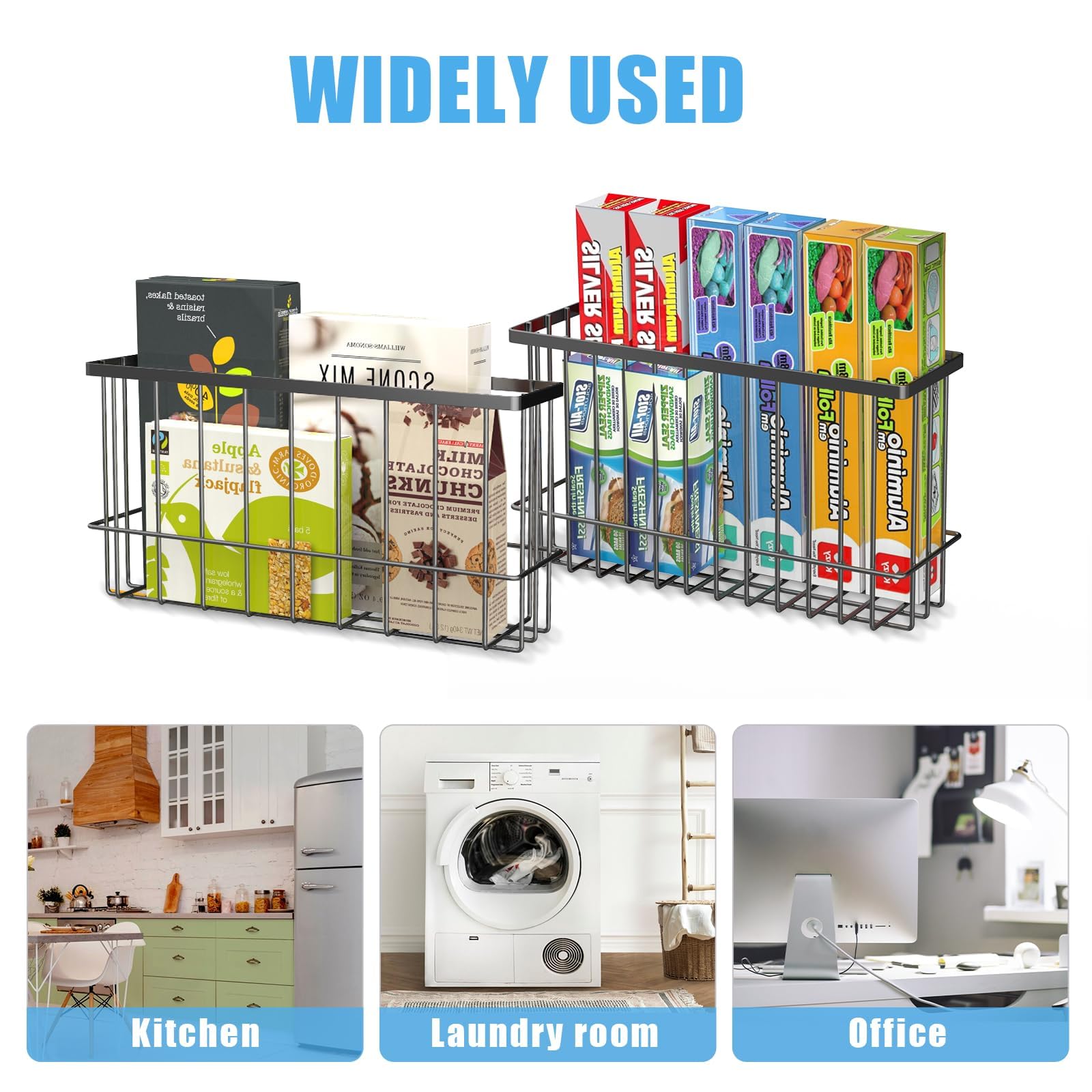 NiHome fridge magnetic basket holds cling film and foil, simplifying meal prep.