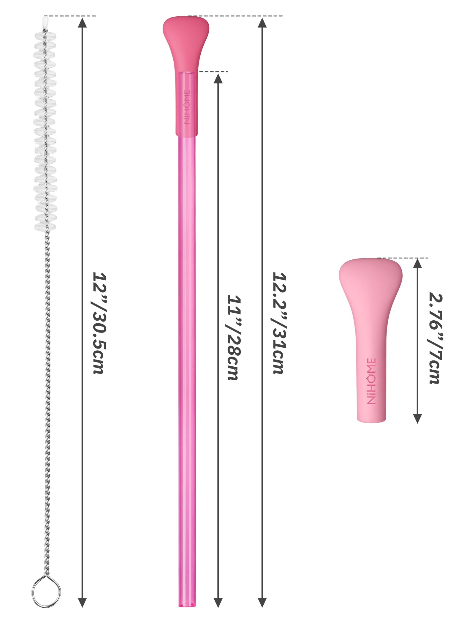 Reusable BPA-free NiHome straws in pink series for eco-friendly daily use.