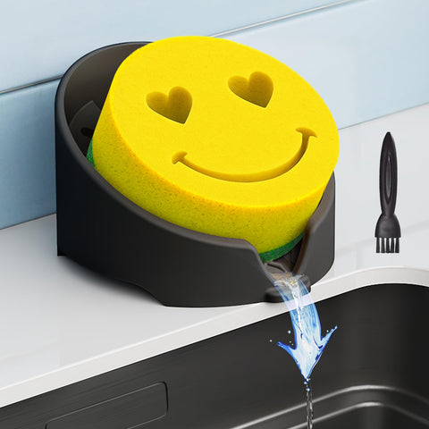 NiHome silicone sponge holder demonstrates Scrub Daddy compatibility for organized sponges.