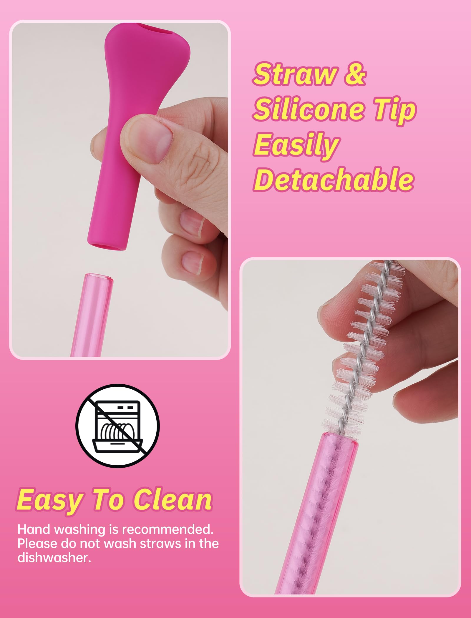 NiHome straws shown with two cleaning brushes for easy maintenance.