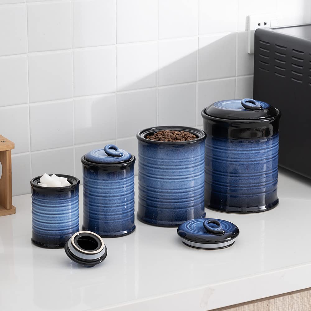 Nihow kitchen jars storing coffee, tea, and spices