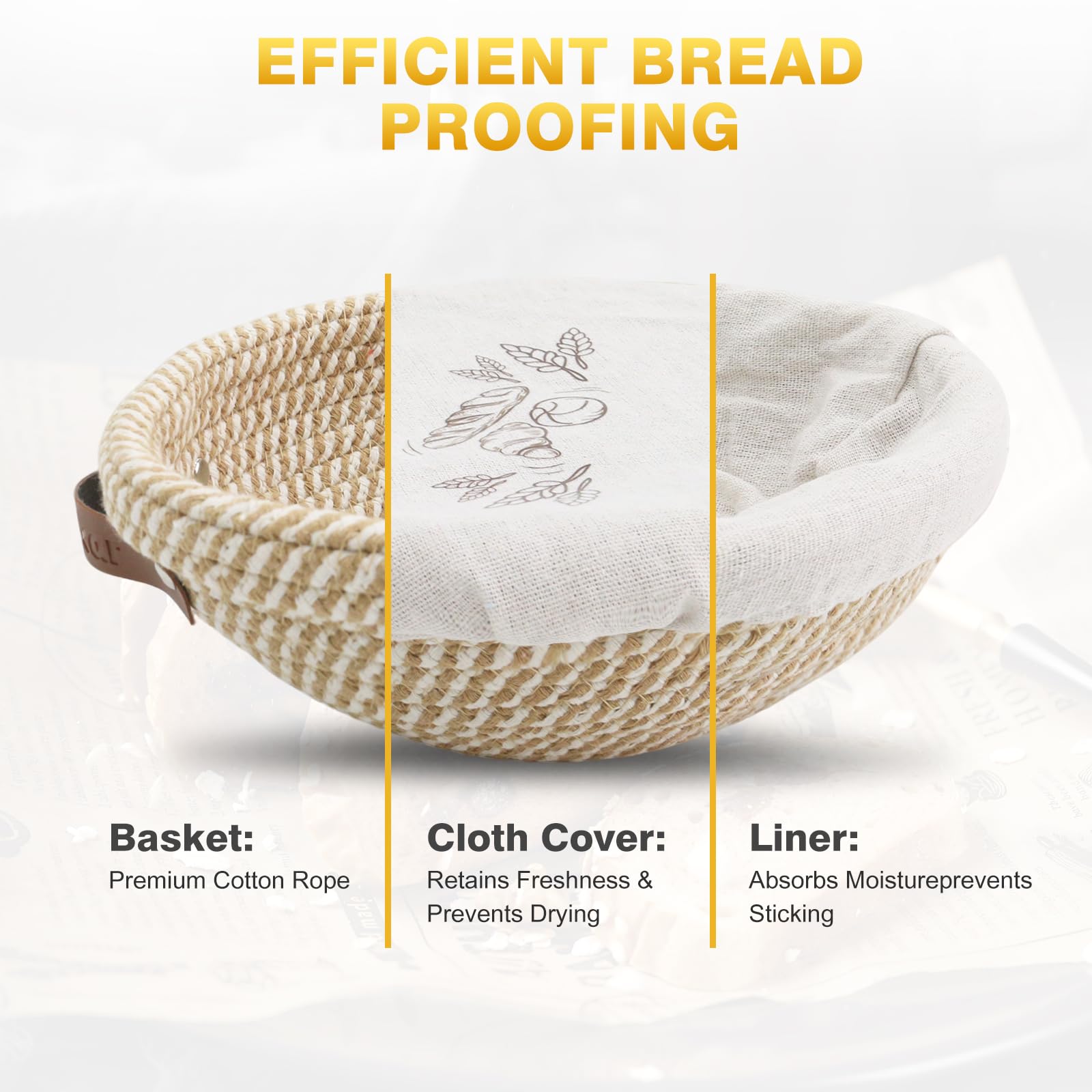 Nikkar Banneton oval 9-inch bread proofing basket accommodates different shapes with breathable cotton.