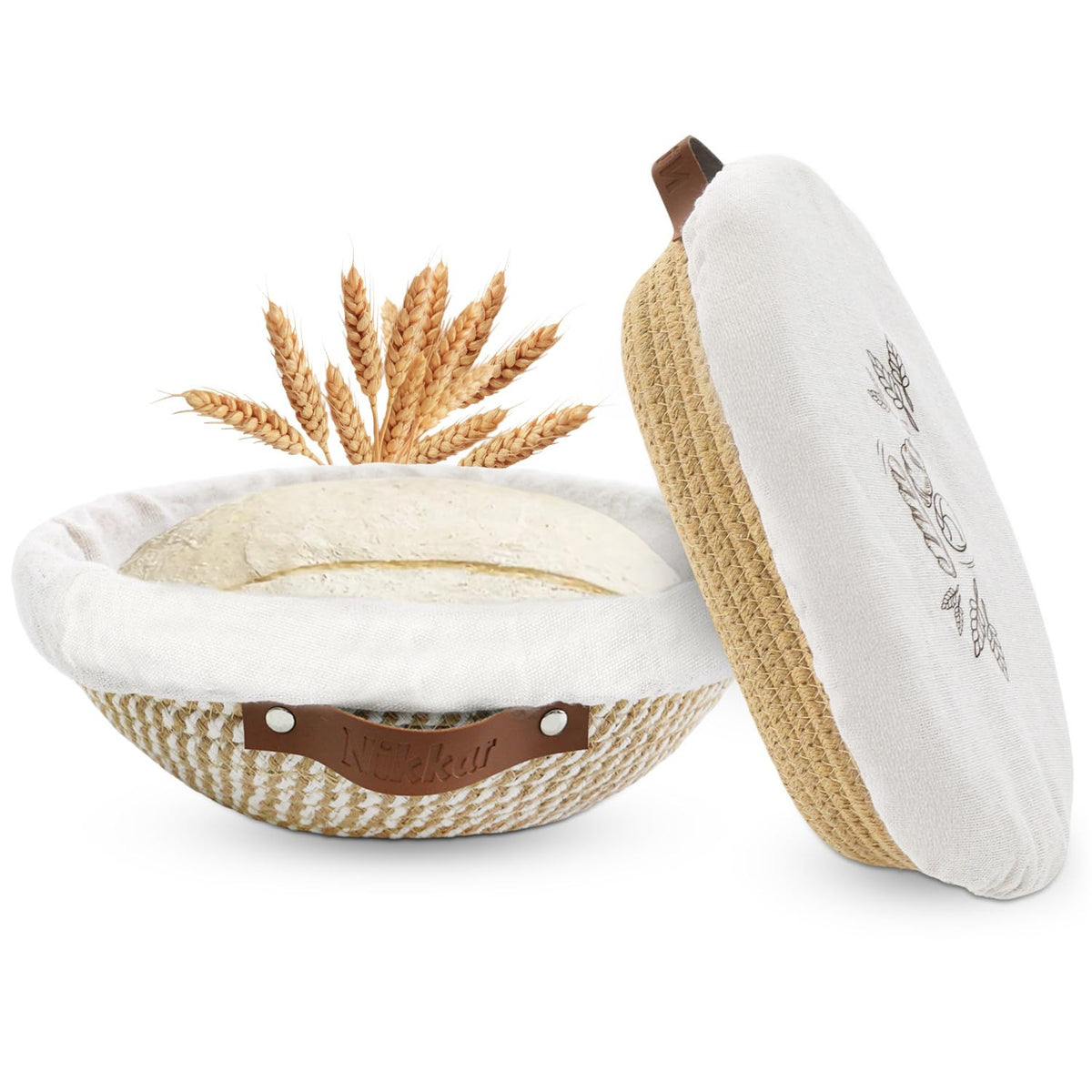 Nikkar Banneton round 9-inch bread proofing basket for airy dough proofing and crust formation.