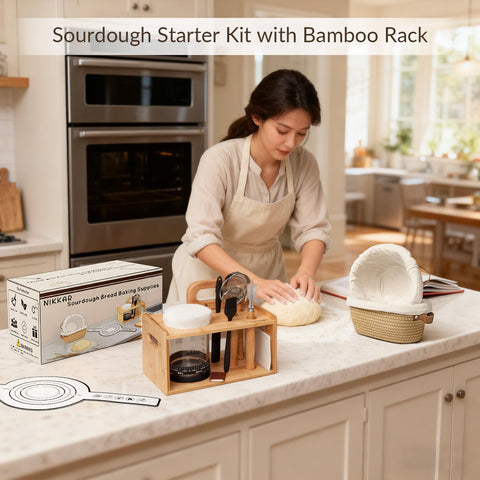 Nikkar sourdough starter jar with glass body for clear fermentation monitoring
