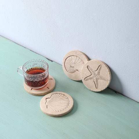 NIKKY HOME Beach Coaster round shape with cork back prevents slipping