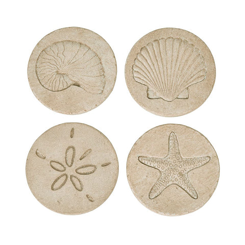 NIKKY HOME Beach Coaster seashell motif on resin, absorbent surface for drinks