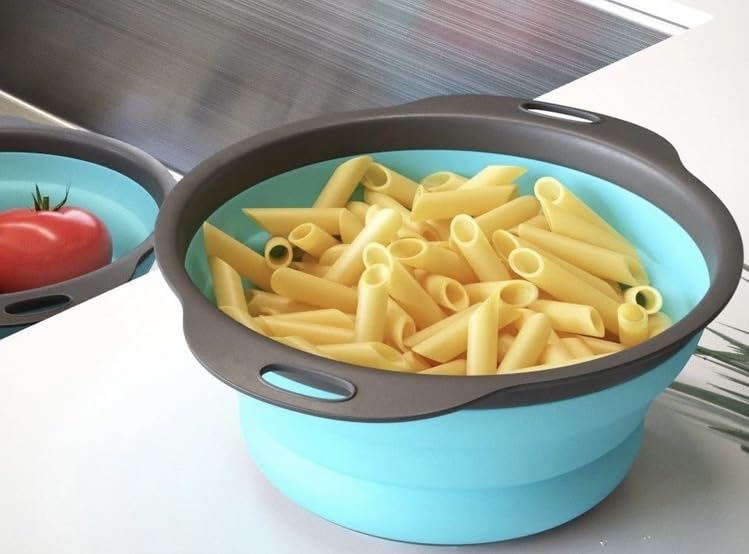 Niklye dishwasher-safe collapsible colander for easy cleanup after meals.